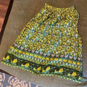 Roller Rabbit green cotton midi skirt